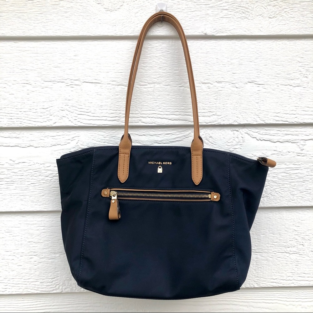 Micheal Kors Navy Nylon Kelsey Tote